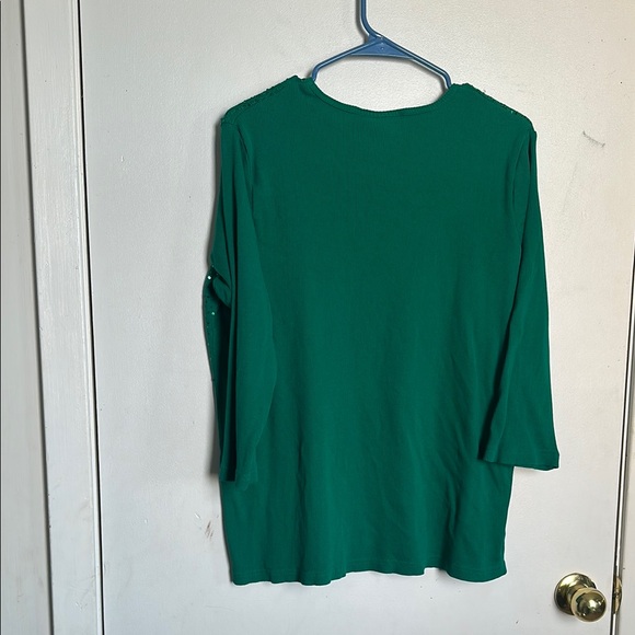 Quacker Factory Green Long Sleeve Tee - Picture 4 of 4